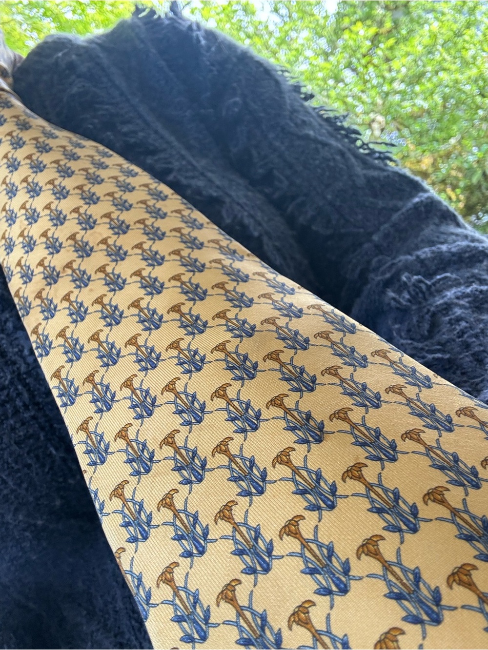 Yves Saint Laurent Silk Tie Mustard Floral Print